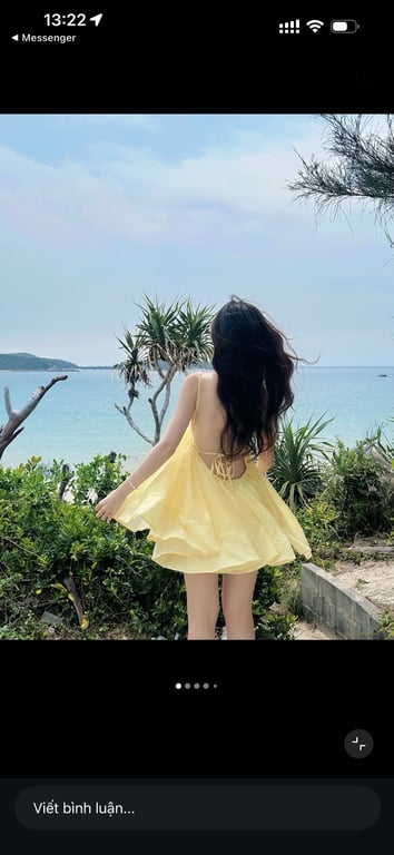 Váy vàng 2 dây hở lưng - freesize