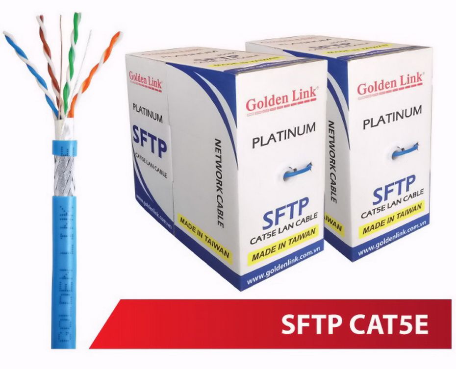 Dây Cáp Mạng Golden Link SFTP Cat 5e Platinum TAIWAN 305m/Cuộn (Xanh dương)