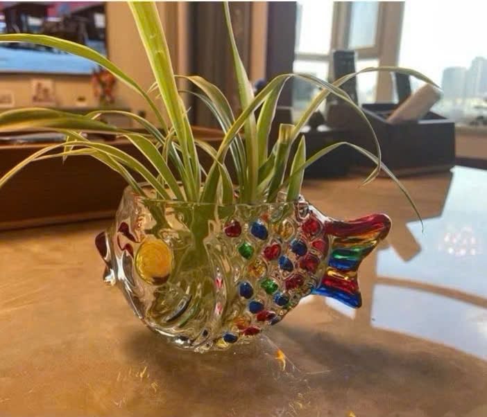 Bình Hoa Thuỷ Canh - Lọ Hoa Thuỷ Tinh Pha Lê Hình Cá 190ml