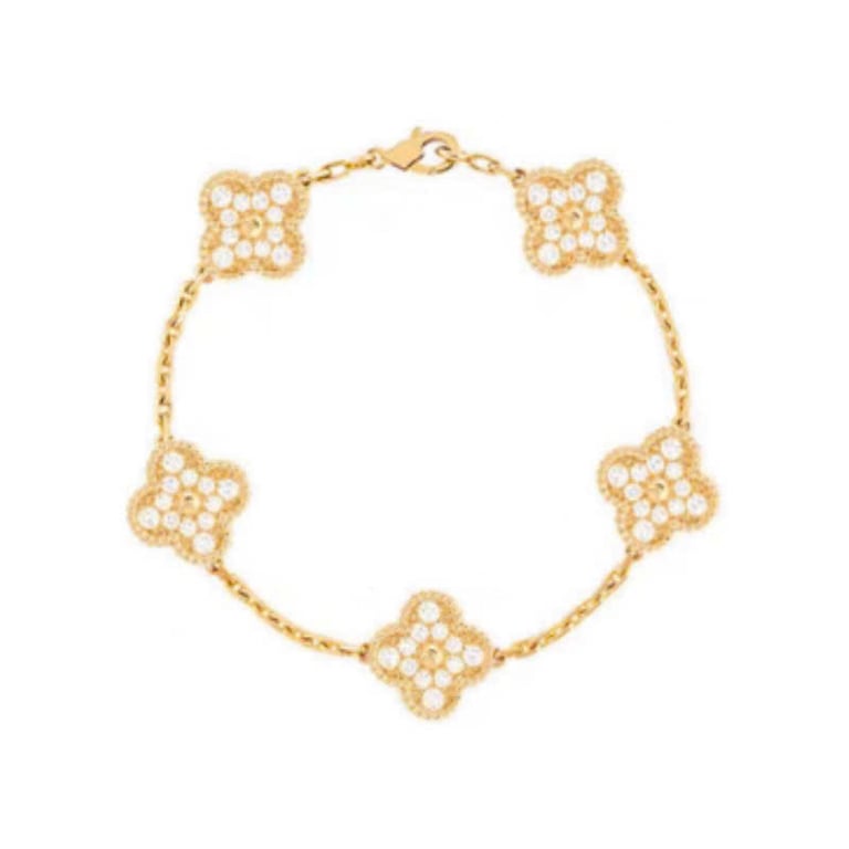 Lắc Vintage Alhambra bracelet 5 motifs Van Cleef & Arpels (Full KIm Cương)