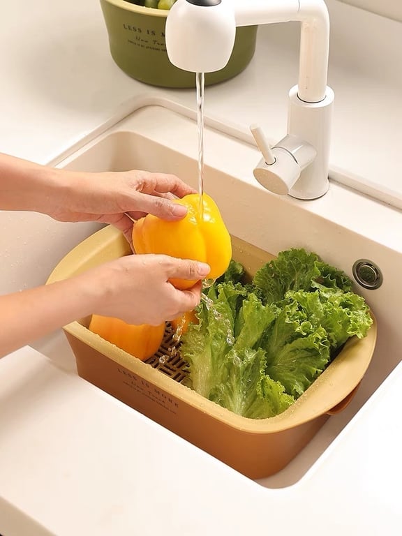 Set rổ kèm chậu có nắp siêu siêu tiện.