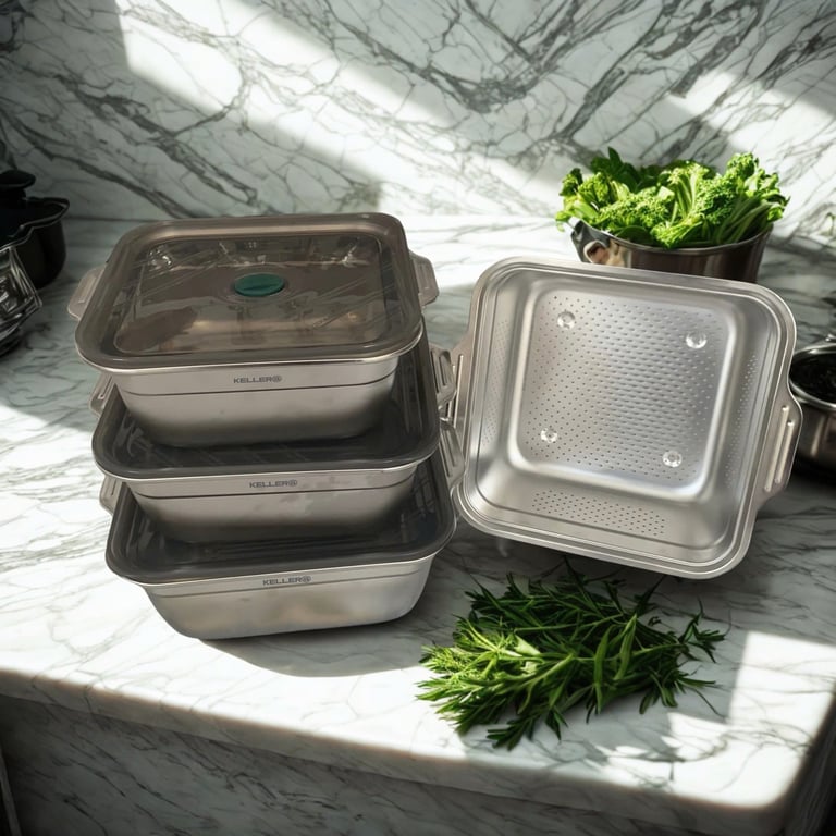 set 4 hộp hút chân không Keller