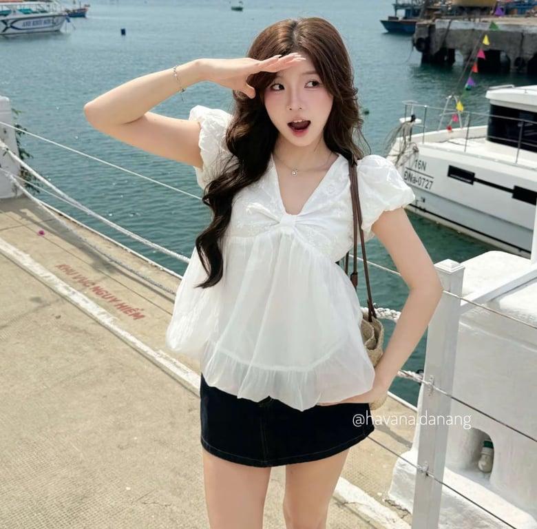 Set babydoll cute trắng