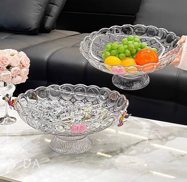 KHAY ĐỰNG HOA QUẢ LƯỢN SÓNG ĐẾ CAO CÓ LỖ THOÁT NƯỚC