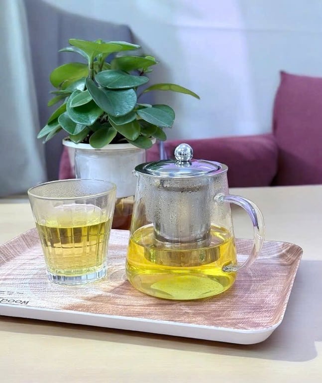 ẤM PHA TRÀ THỦY TINH KÈM LÕI LỌC INOX ECHO