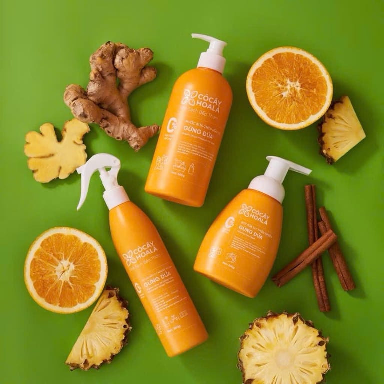 Bộ sản phẩm Nhà sạch bếp thơm Gừng Dứa CỎ CÂY HOA LÁ