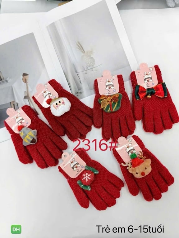 Set 2 đôi GĂNG TAY LEN NOEL cho bé từ 6 đến 15 tuổi