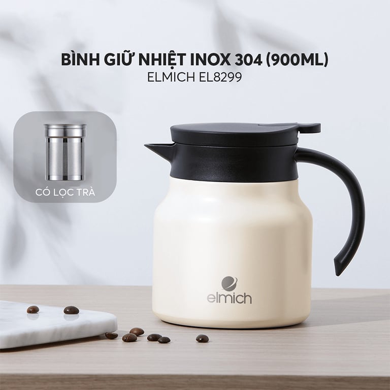 Bình giữ nhiệt kèm dụng cụ lọc trà, cafe inox 304 hãng Elmich