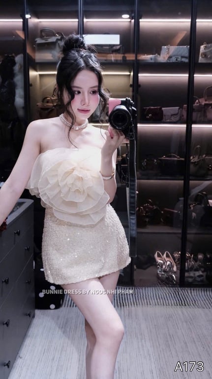 A173- set cv dạ áo hoa quây