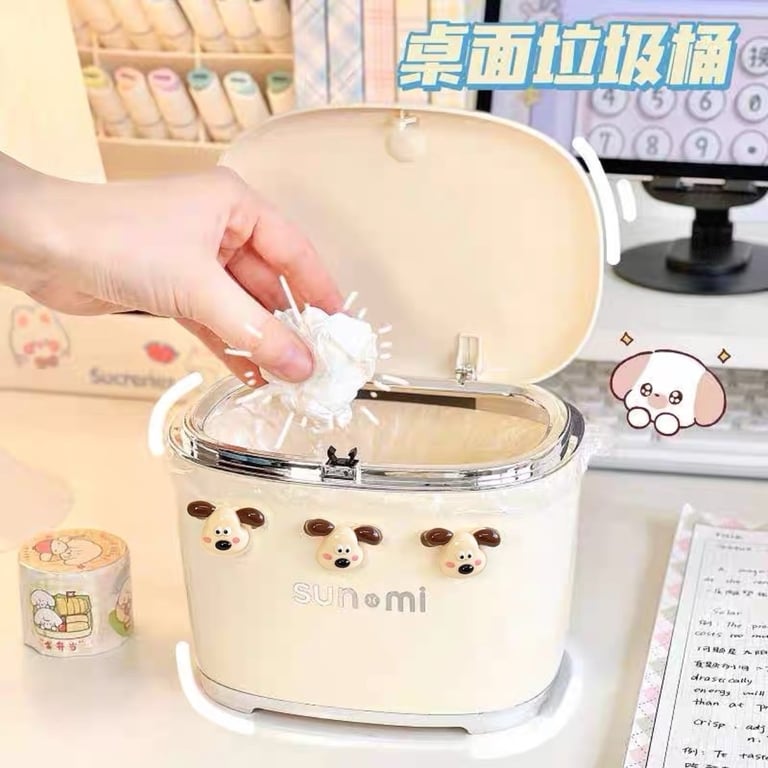 THÙNG RÁC MINI ĐỂ BÀN KÈM PHỤ KIỆN 🐶  cute