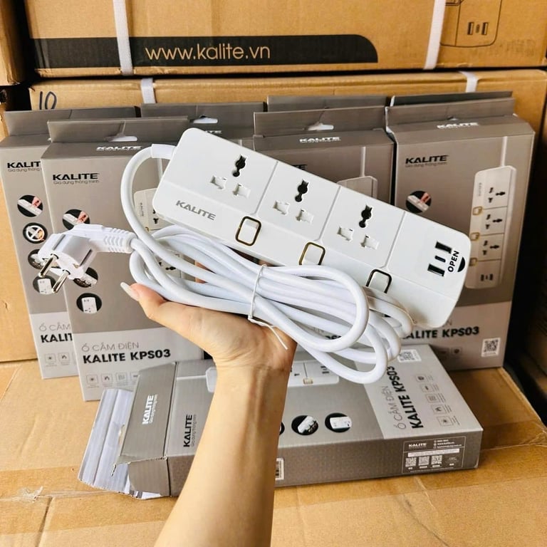 Ổ cắm điện Kalite KPS03 3000W 3 cổng USB