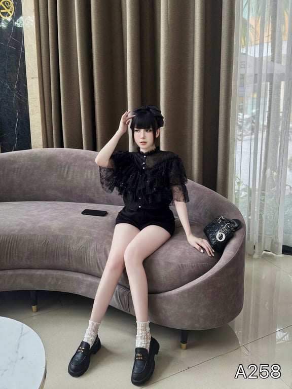 A258- Set áo bèo kim sa đen