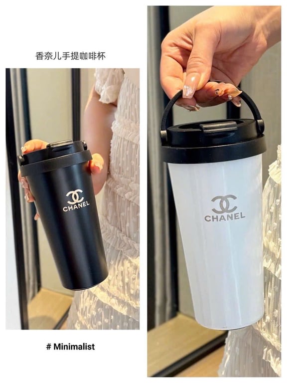 CỐC GIỮ NHIỆT CÓ NẮP ĐẬY KÈM QUAI XÁCH CH@nel SUS 304