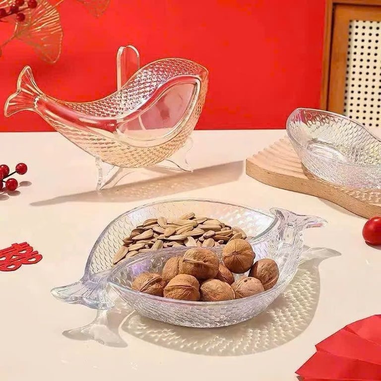 Set 2 đĩa cá thuỷ tinh