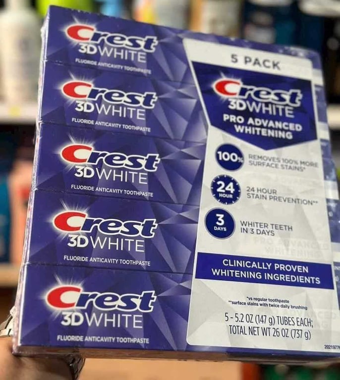 Kem đánh răng Crest 3D White Pro Advenced Whitening Mỹ tuýp 147g