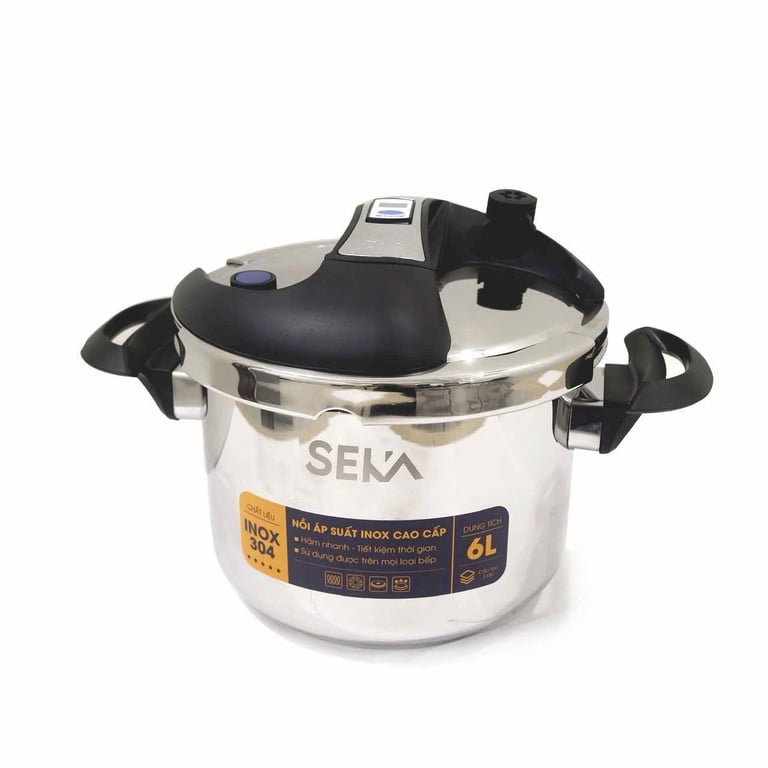 NỒI ÁP SUẤT ĐÁY TỪ SEKA 5859- Van kép 3 cấp an toàn 🔰 TẶNG KÈM VUNG KÍNH 4L & 6 L