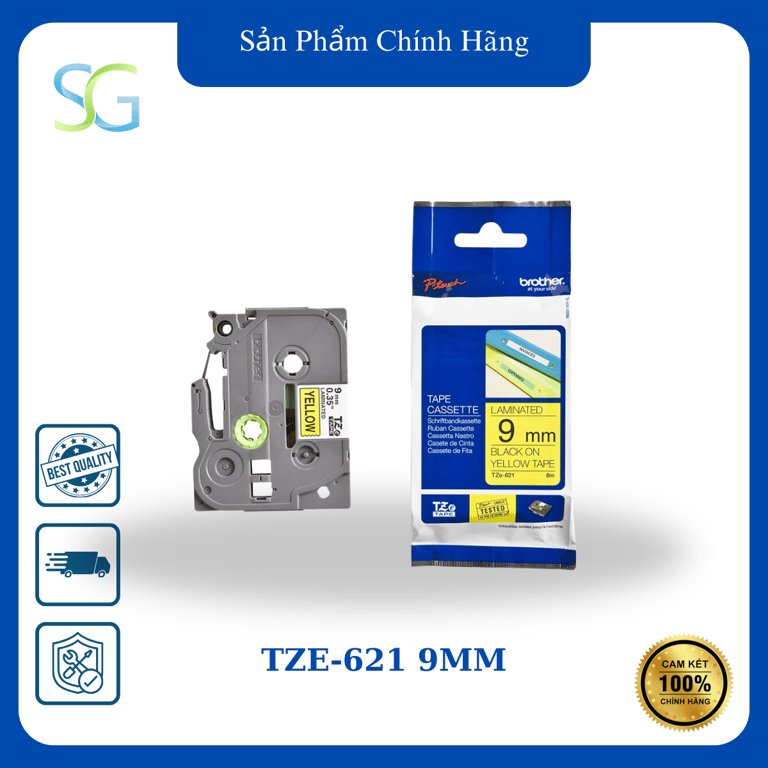 Giấy In Nhãn Brother Tiêu Chuẩn Tze-621 9mm