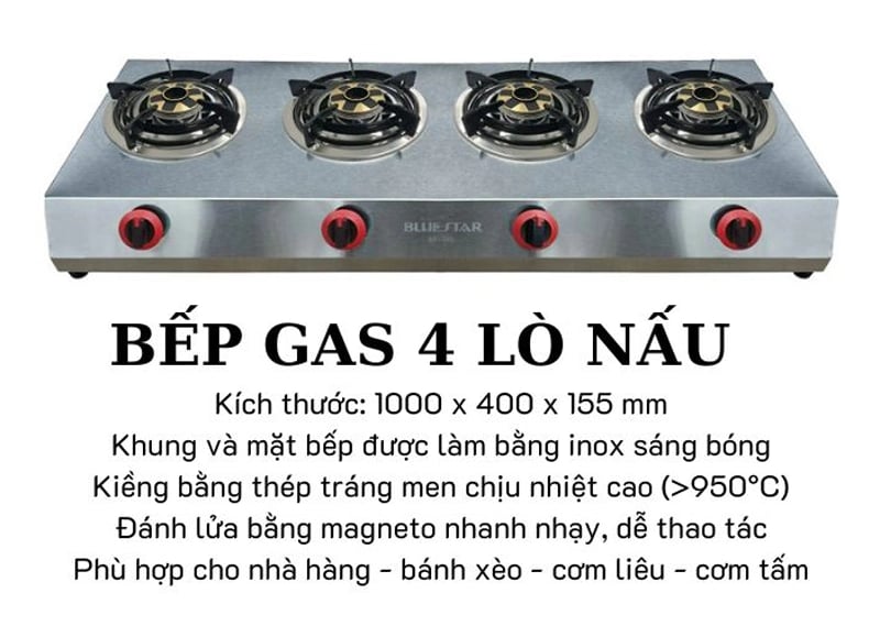 BẾP GAS 4 LÒ BS-04SV