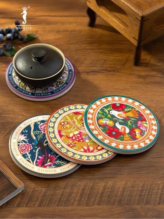 Set 4 Lót Ly Gốm Magrace Paris Cao Cấp