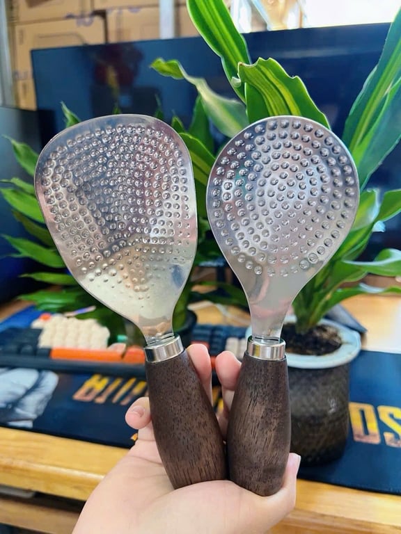 Set 2 Muôi cơm inox cán gỗ