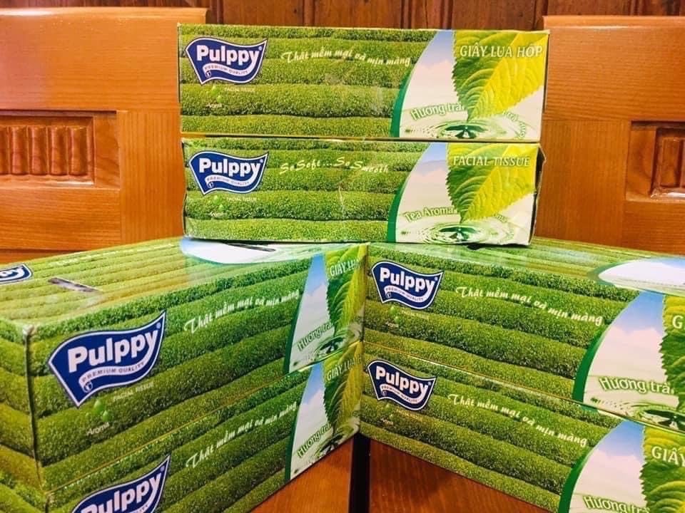 set 6 hộp KHĂN GIẤY PULPPY TRÀ XANH 100 tờ