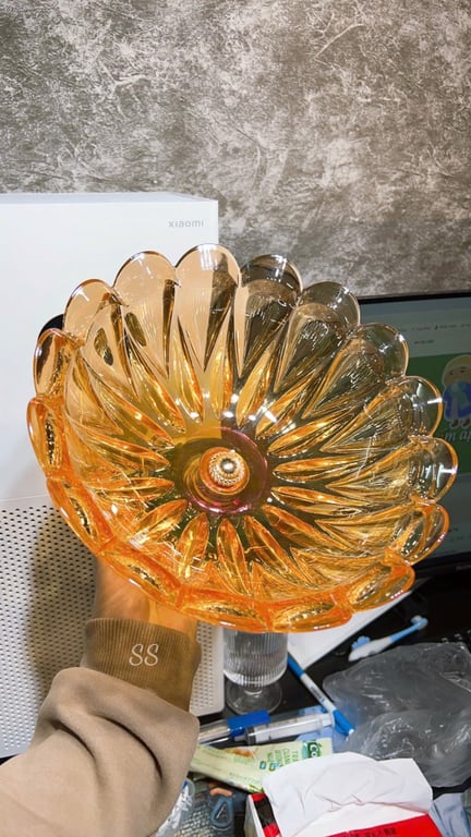 Đĩa Mứt chân đồng đựng hoa quả, Khay đựng bánh kẹo Thủy Tinh