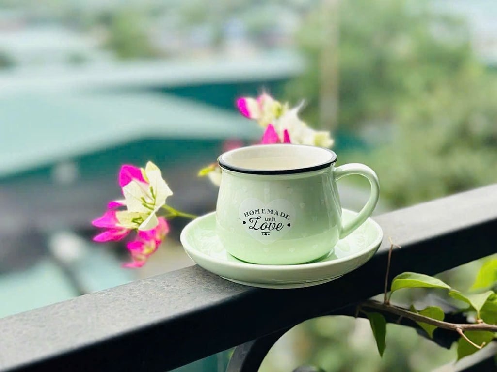 Bộ  Cốc sứ kèm đĩa cao cấp siêu xinh, dễ thương