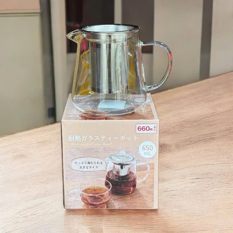 ẤM PHA TRÀ THỦY TINH KÈM LÕI LỌC INOX ECHO 650ml