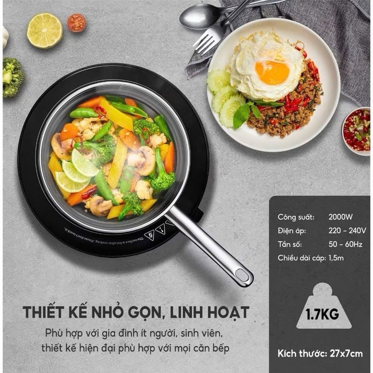 BẾP TỪ LEBENLANG TRÒN ĐEN LBL5507S NÚM CƠ