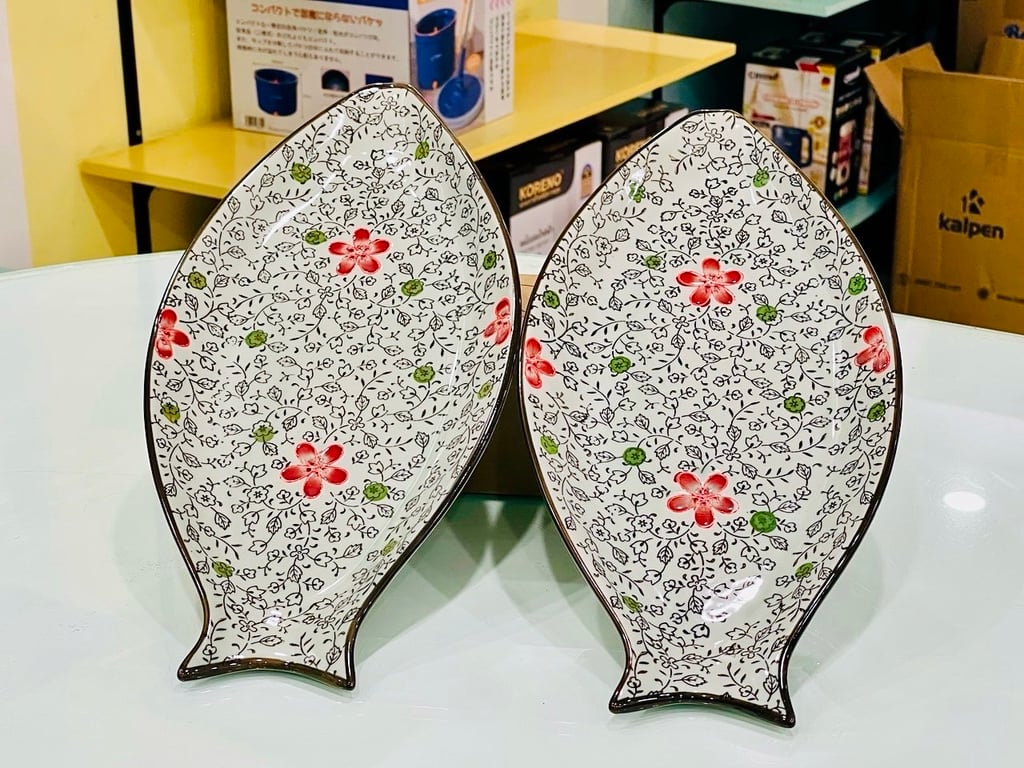 Đĩa cá phong cách Nhật, tráng men sứ