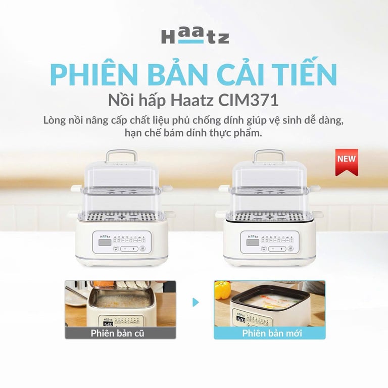 Nồi hấp đa năng 3 tầng núm cơ dung tích 10L Haatz