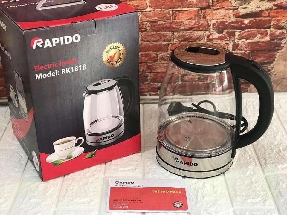 Ấm siêu tốc thuỷ tinh Rapido 1,8L RK1818