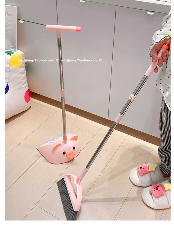 Bộ chổi hót rác heo hồng dễ thương