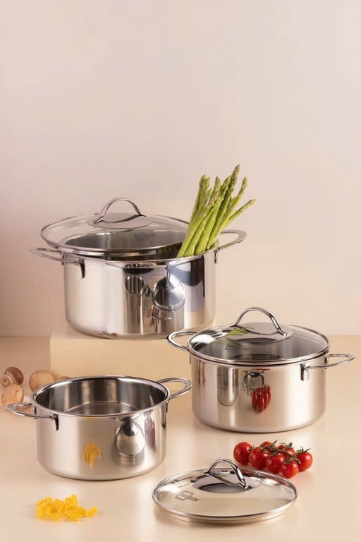 BỘ NỒI FIVESTAR 3 MÓN NẮP KÍNH ĐÁY LIỀN KHỐI INOX 304 CAO CẤP FPB3009