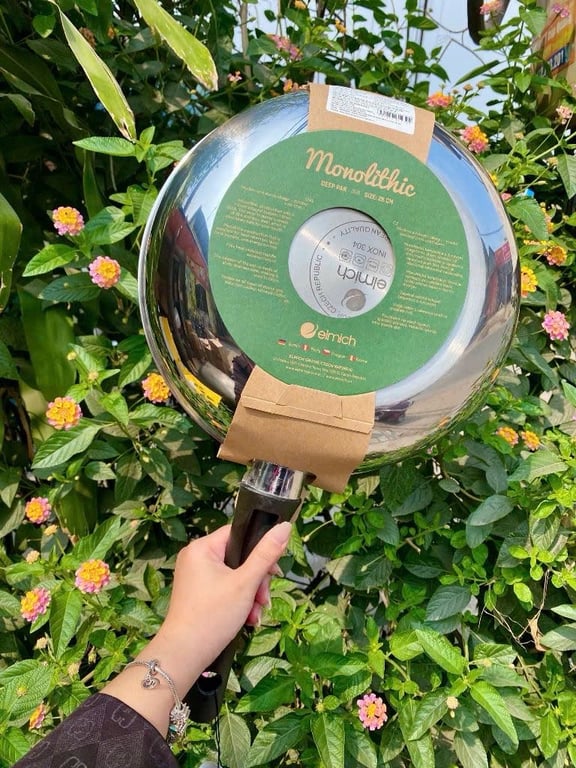 CHẢO XÀO INOX ELMICH TRIMAX ĐÁY LIỀN CÁN NHỰA SÂU LÒNG