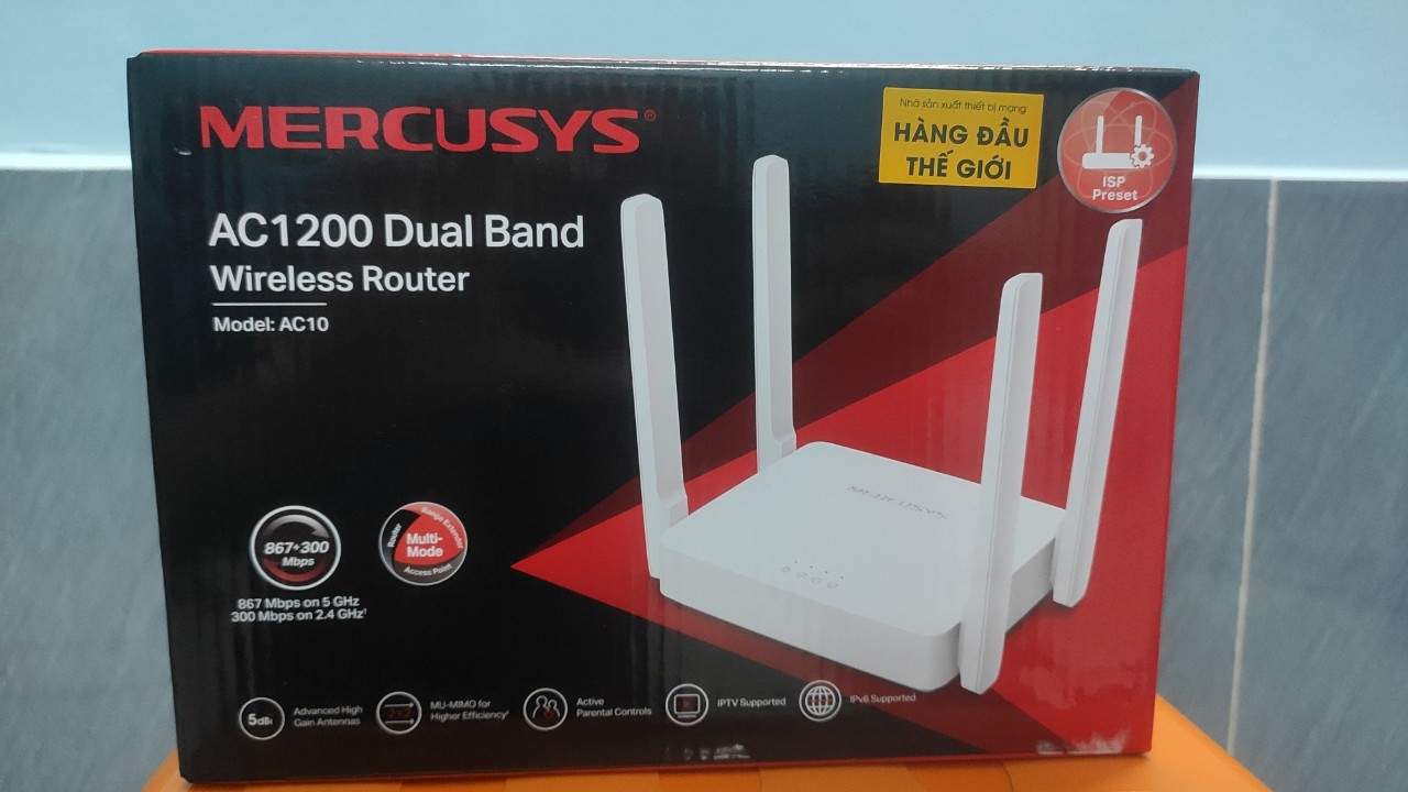 Bộ Định Tuyến WIFI MERCUSYS AC10 Chuẩn Tốc Độ AC1200MBPS