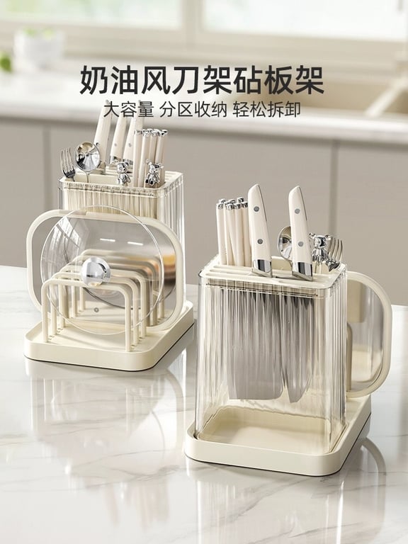 Kệ dao thớt màu kem xinh xỉu