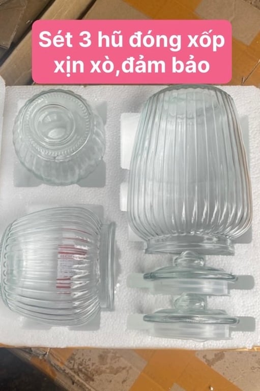SET 3 HŨ THỦY TINH QUẢ BÍ