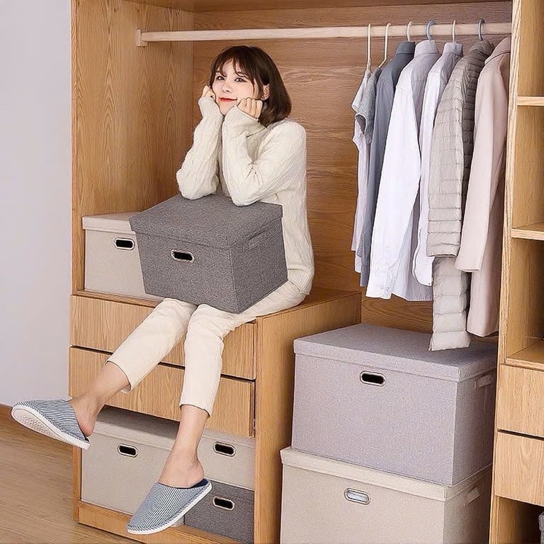 HỘP ĐỰNG QUẦN ÁO CÓ NẮP ĐẬY GHA503 40L