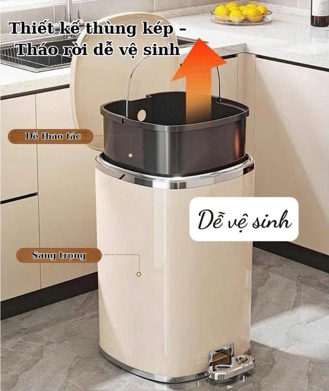 thùng rác đạp chân JUMIN 15L