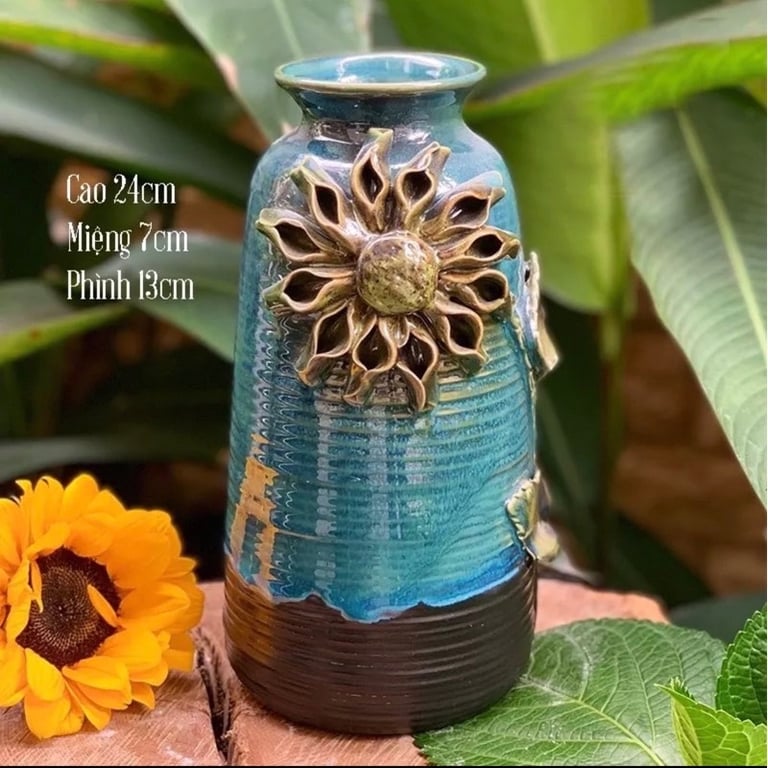 Set 3 bình hoa gốm hoa hướng dương