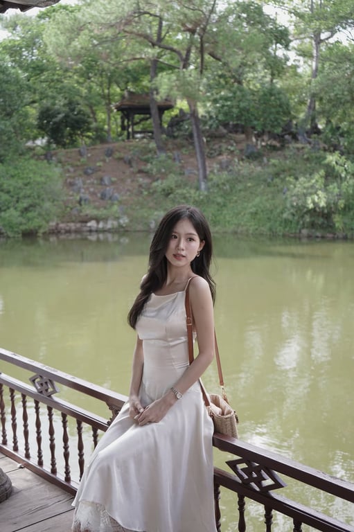 Váy lụa kem dáng lửng - freesize SM