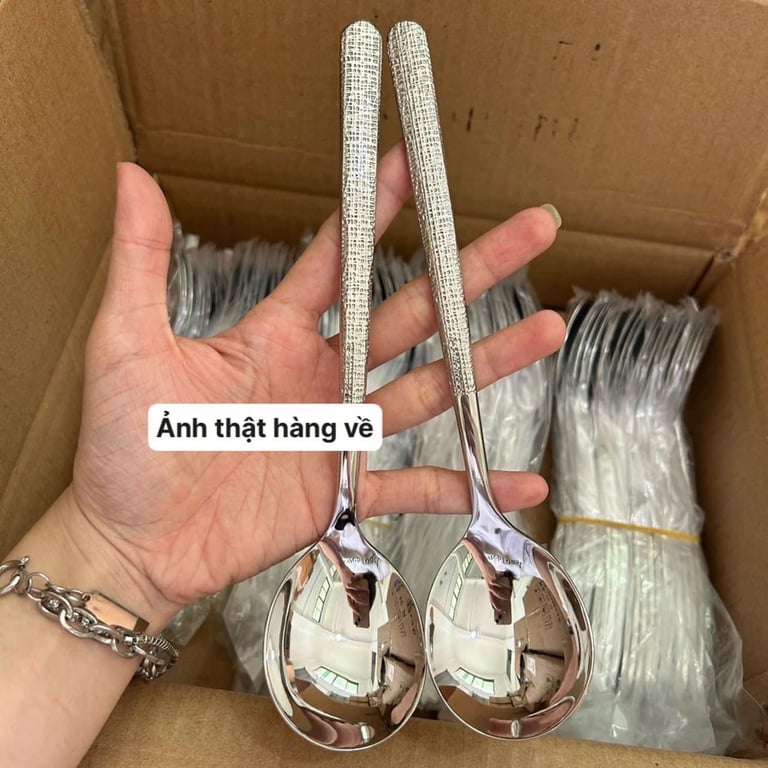 Bộ 6 thìa inox hoạ tiết chìm sang trọng KLS117❤️