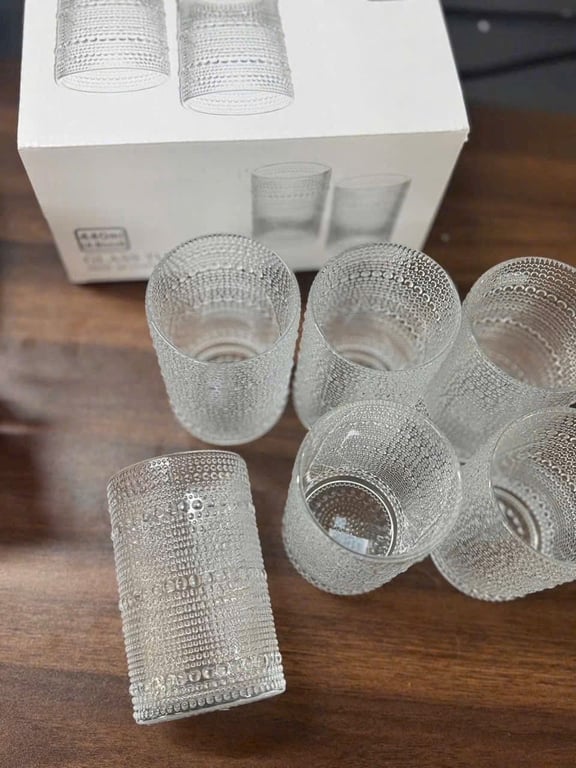 BỘ 6 CỐC THUỶ TINH HẠT CƯỜM DÀY DẶN CHỊU NHIỆT