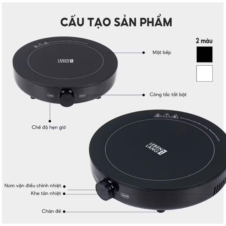 BẾP TỪ LEBENLANG TRÒN ĐEN LBL5507S NÚM CƠ