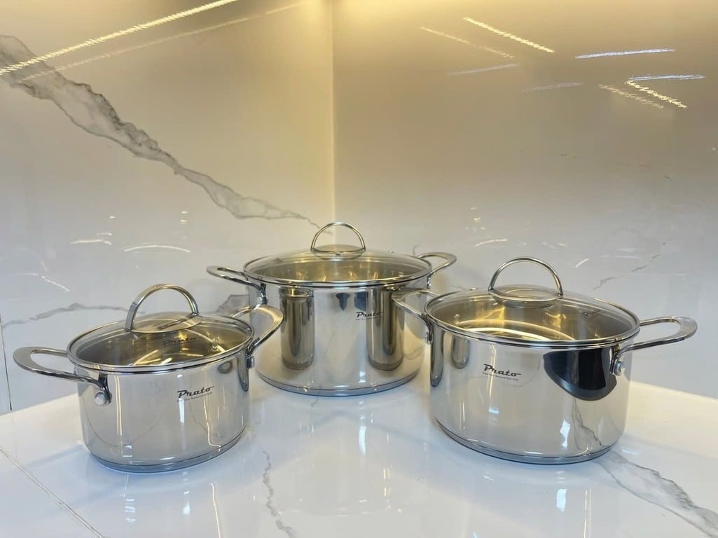 BỘ NỒI 3 MÓN 5 ĐÁY INOX 304 PRATO GOLDEN PRO