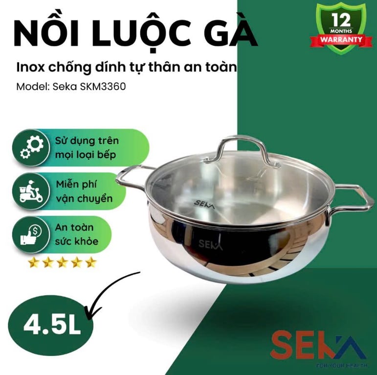 NỒI LUỘC GÀ SEKA 26CM