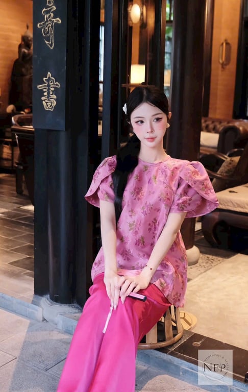 Set PP Nếp gấm hoa - hồng đậm S/M