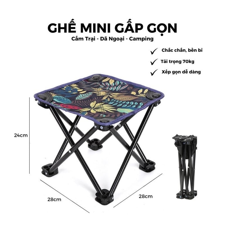 Set 3 Ghế gấp gọn mini tiện lợi bằng hợp kim nhôm VT207