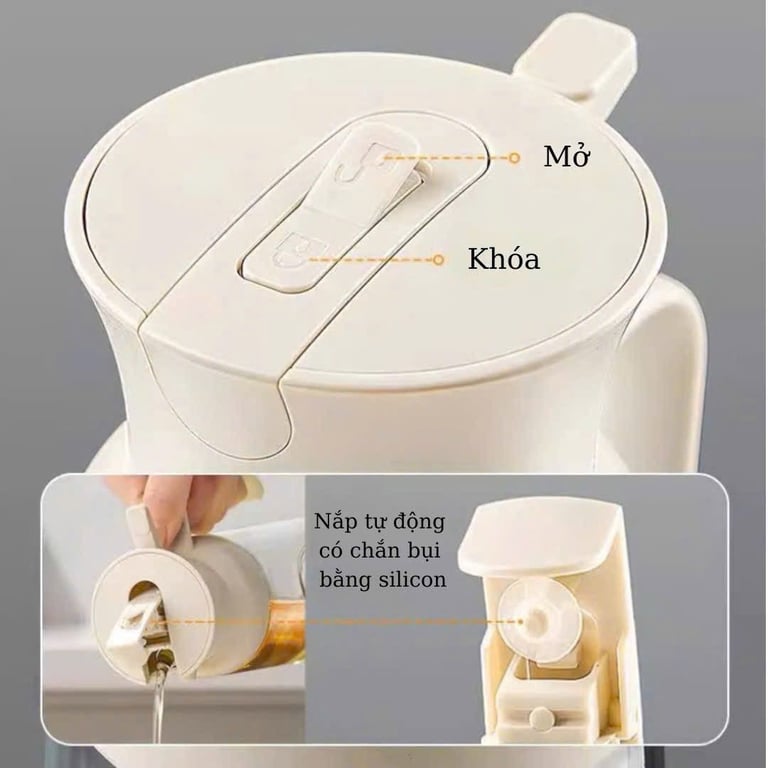 Bình thủy tinh rót dầu tự động, kèm xịt dầu GHA905